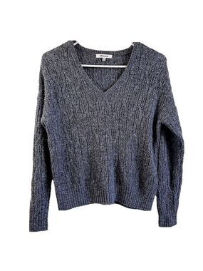 MADEWELL Alpaca Wool Cableknit V-neck Lightweight Pullover